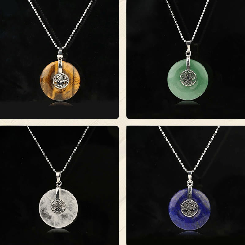 Nimara Ritual Various Crystal Rose Quartz Green Aventurine Amethyst The Tree of Life Kindness Necklace Pendant