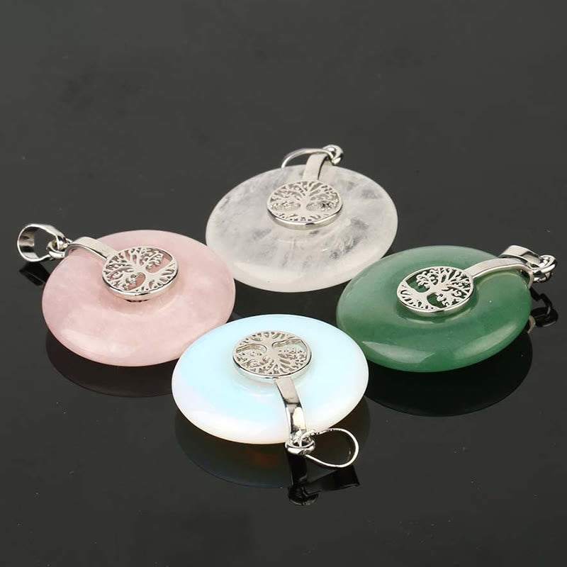 Nimara Ritual Various Crystal Rose Quartz Green Aventurine Amethyst The Tree of Life Kindness Necklace Pendant