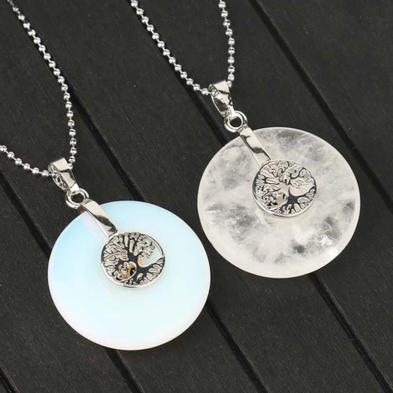 Nimara Ritual Various Crystal Rose Quartz Green Aventurine Amethyst The Tree of Life Kindness Necklace Pendant