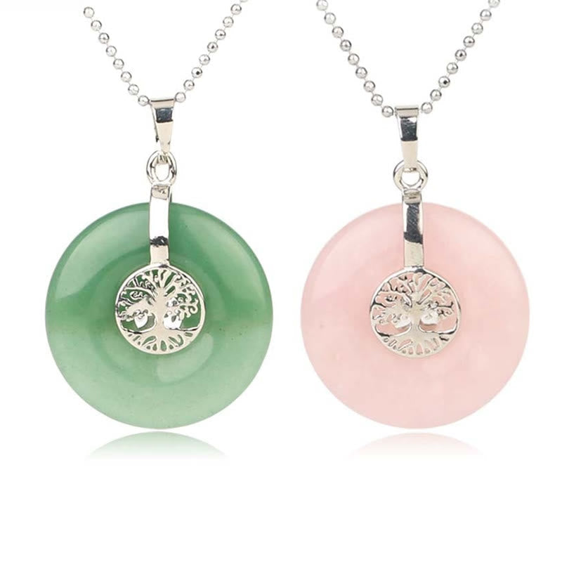 Nimara Ritual Various Crystal Rose Quartz Green Aventurine Amethyst The Tree of Life Kindness Necklace Pendant