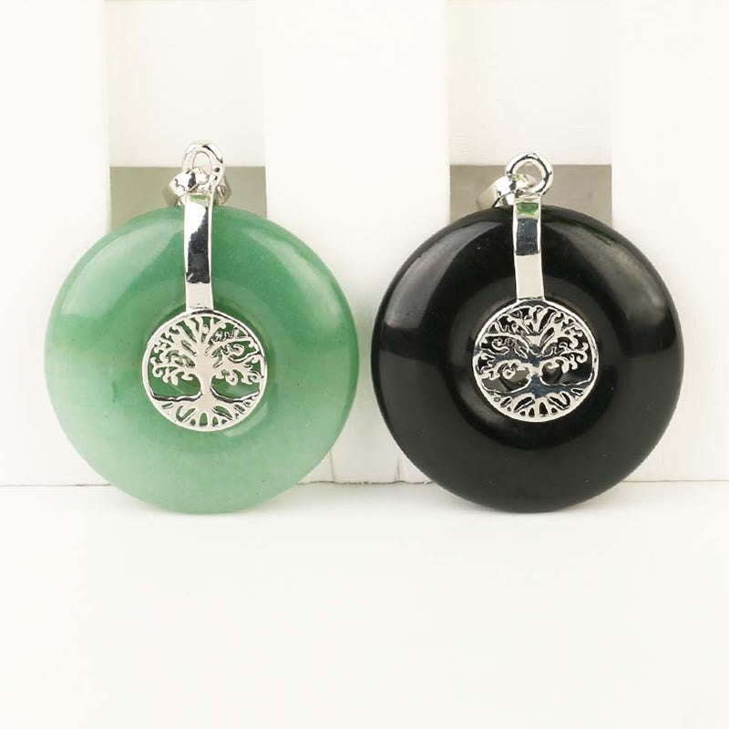 Nimara Ritual Various Crystal Rose Quartz Green Aventurine Amethyst The Tree of Life Kindness Necklace Pendant