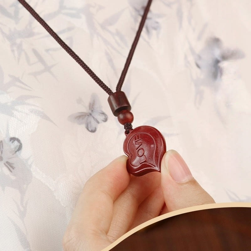 Nimara Ritual 2Pcs LOVE YOU Natural Cinnabar Love Heart String Blessing Couple Necklace Pendant