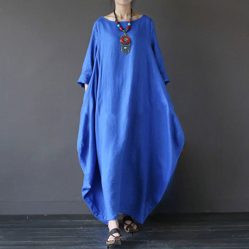 Nimara Ritual Solid Color Three Quarter Sleeve Women's Maxi Dress