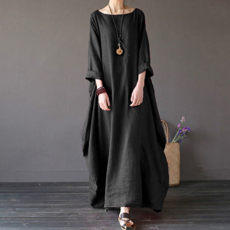 Nimara Ritual Solid Color Three Quarter Sleeve Women's Maxi Dress