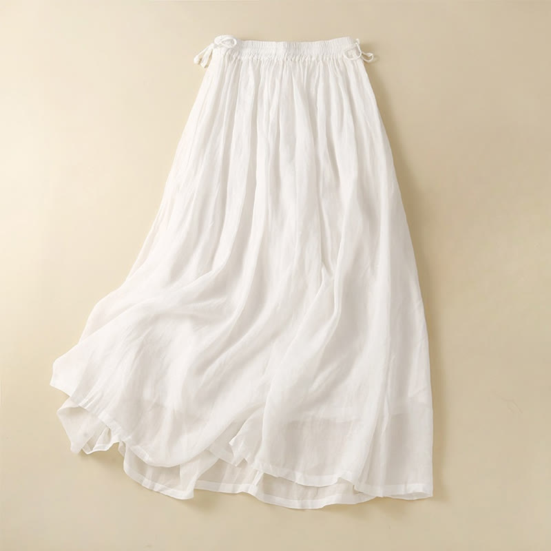 Nimara Ritual Plain Lace Up Elastic Waist Women's Skirt With Pockets
