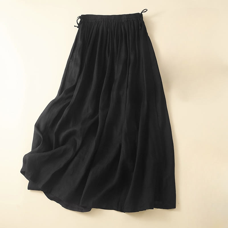 Nimara Ritual Plain Lace Up Elastic Waist Women's Skirt With Pockets