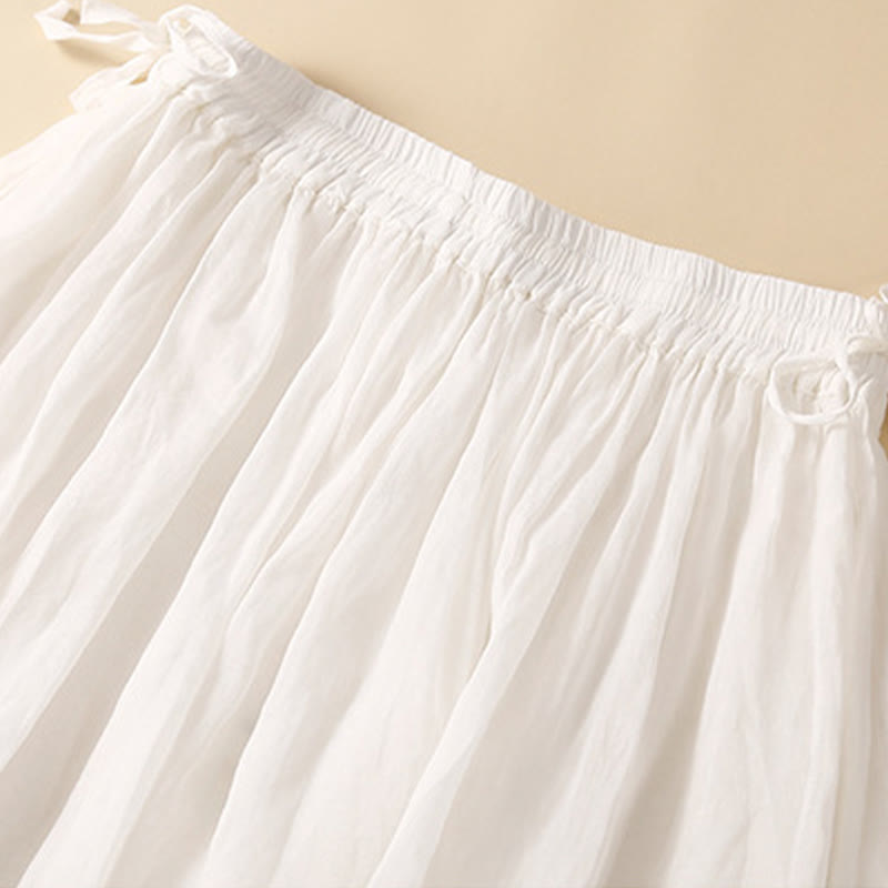 Nimara Ritual Plain Lace Up Elastic Waist Women's Skirt With Pockets