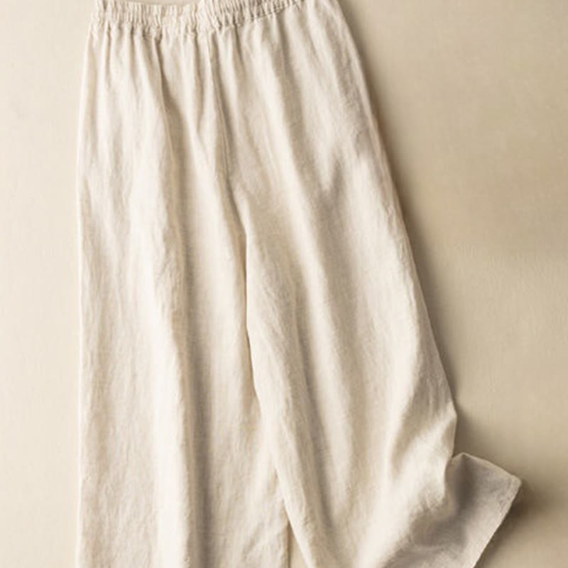 Nimara Ritual Casual Embroidery Bohemian Pattern Drawstring Women's Wide Leg Pants With Pockets