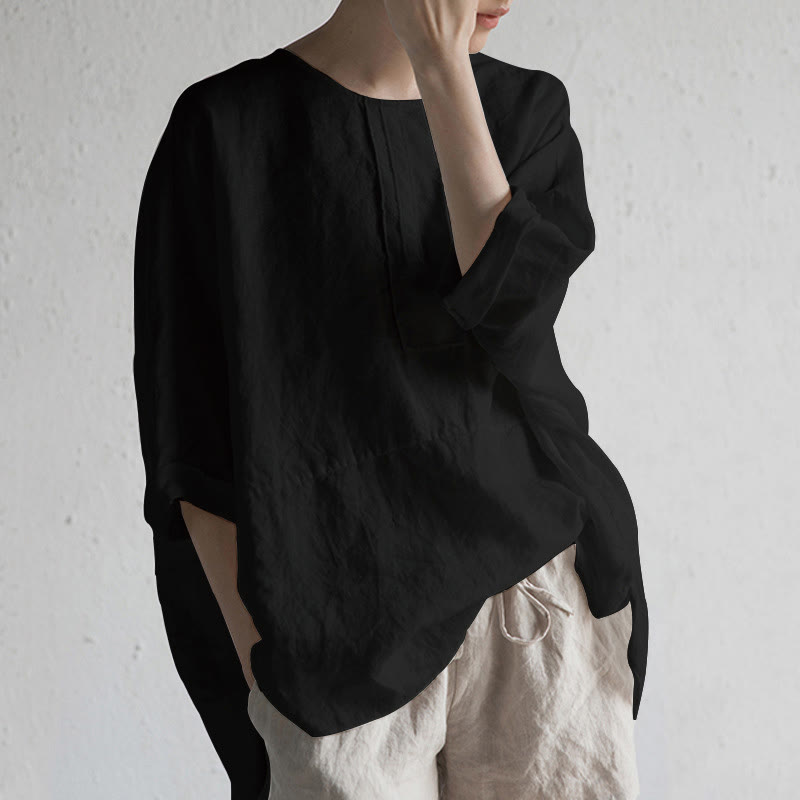 Nimara Ritual Summer Casual Plain Half Sleeve Crew Neck Side Slit Women's T-Shirt