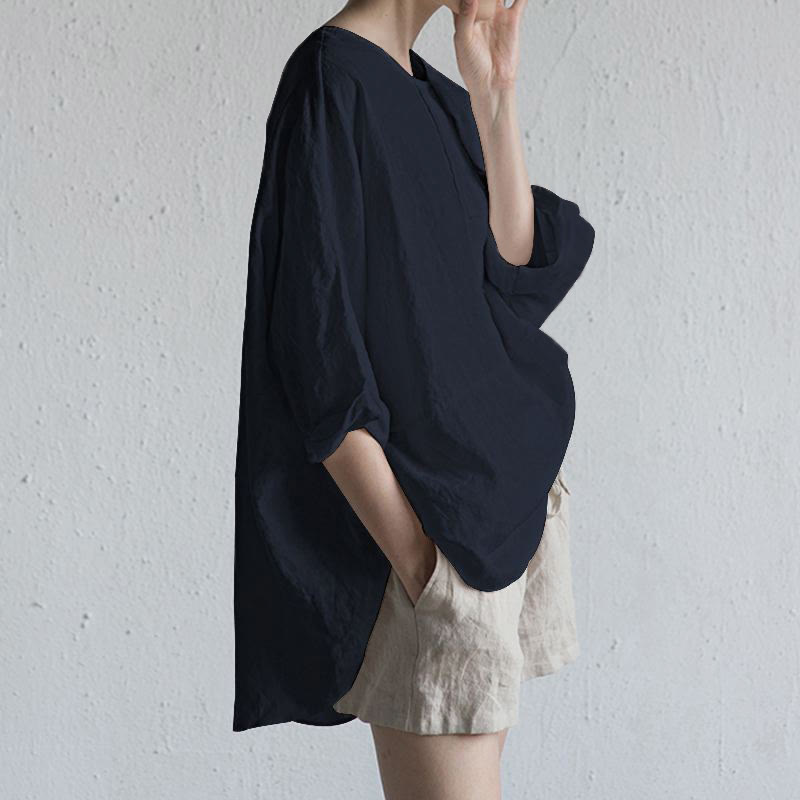 Nimara Ritual Summer Casual Plain Half Sleeve Crew Neck Side Slit Women's T-Shirt