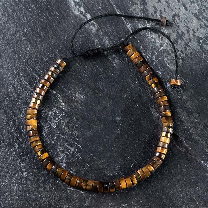 Nimara Ritual Natural Tiger Eye Spacer Bead Courage Bracelet