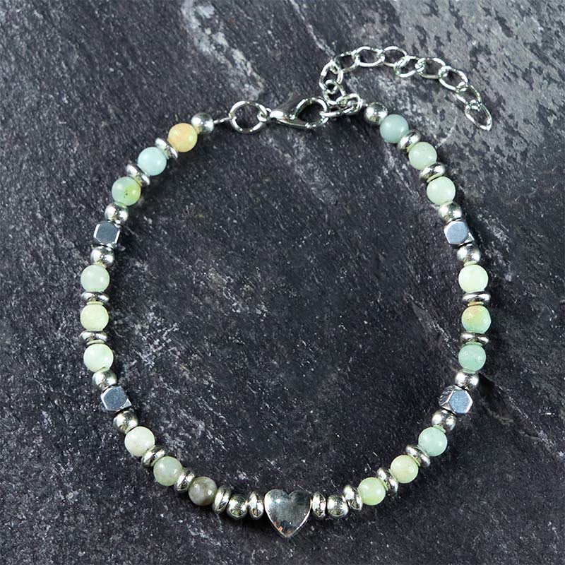 Nimara Ritual Natural Stone Amazonite Amethyst Lazurite Rose Quartz Heart Positive Balance Bracelet