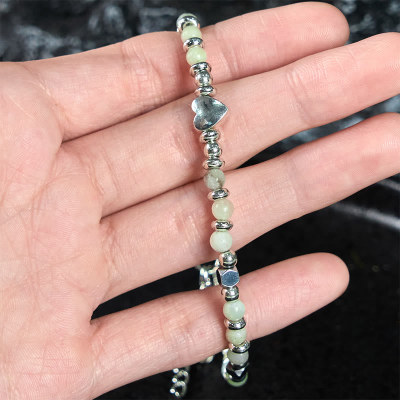 Nimara Ritual Natural Stone Amazonite Amethyst Lazurite Rose Quartz Heart Positive Balance Bracelet