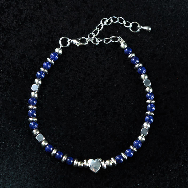 Nimara Ritual Natural Stone Amazonite Amethyst Lazurite Rose Quartz Heart Positive Balance Bracelet