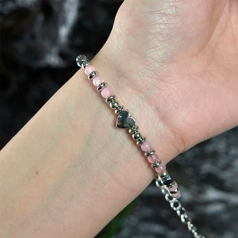 Nimara Ritual Natural Stone Amazonite Amethyst Lazurite Rose Quartz Heart Positive Balance Bracelet