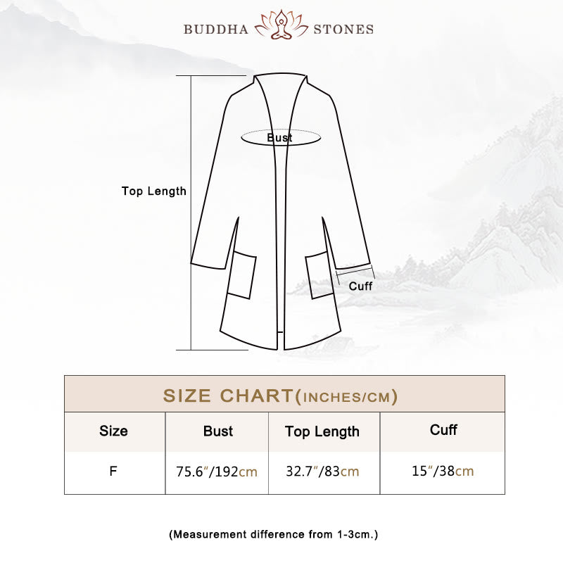 Nimara Ritual Plain Design Long Sleeve Coat Zen Meditation Open Front Top Cotton Jacket