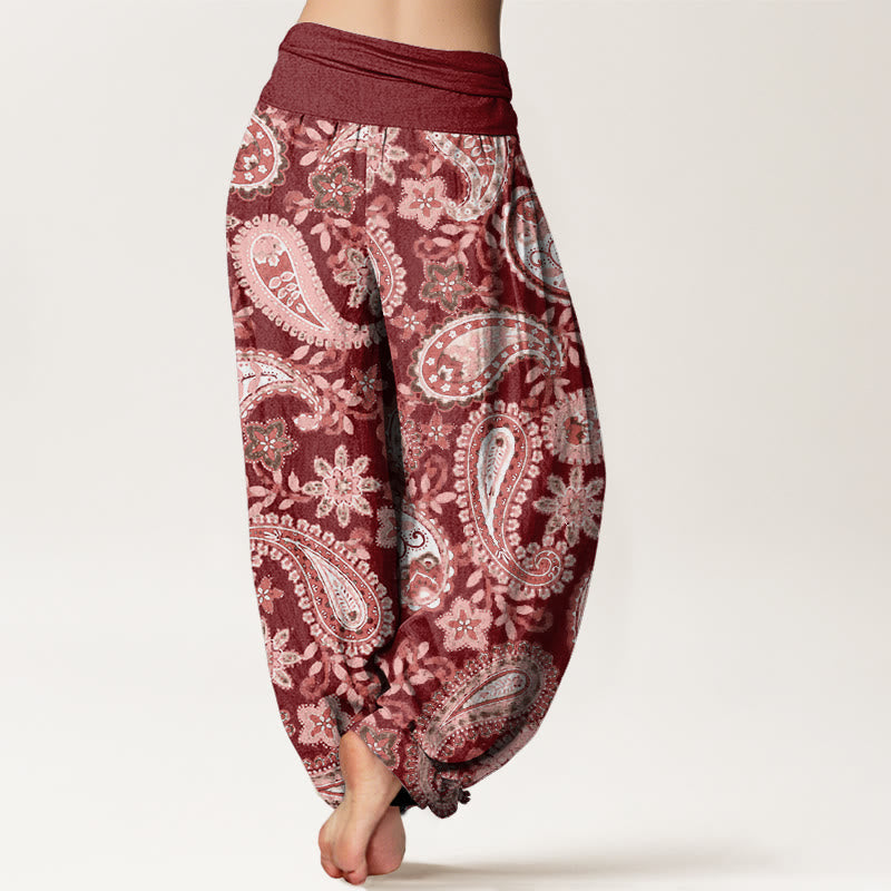 Nimara Ritual Cotton Casual Paisley Pattern Women's Elastic Waist Harem Pants