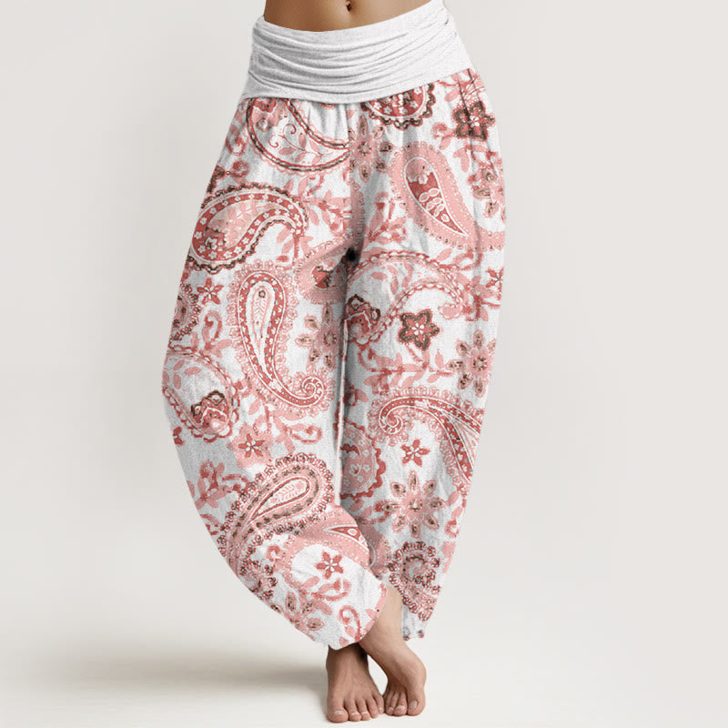 Nimara Ritual Cotton Casual Paisley Pattern Women's Elastic Waist Harem Pants
