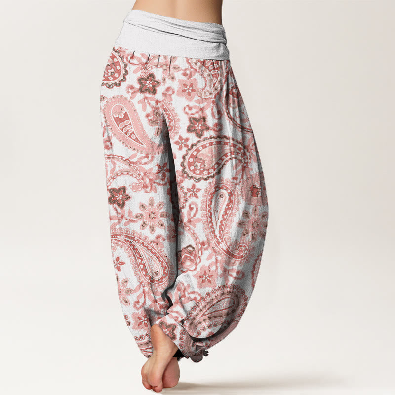 Nimara Ritual Cotton Casual Paisley Pattern Women's Elastic Waist Harem Pants