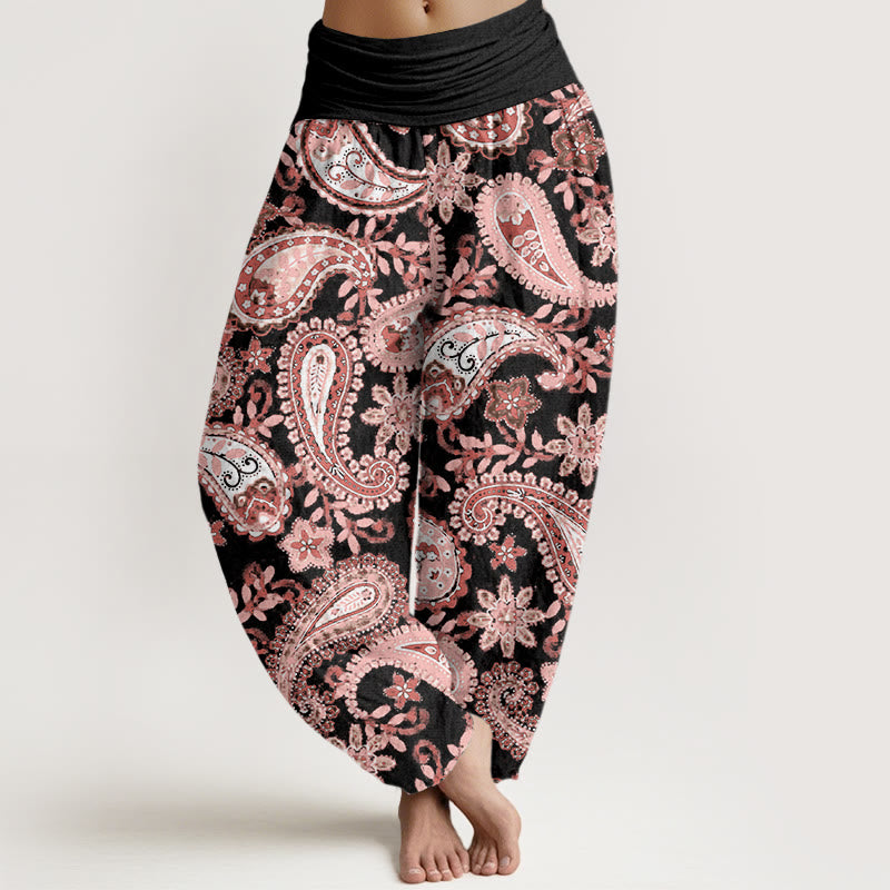 Nimara Ritual Cotton Casual Paisley Pattern Women's Elastic Waist Harem Pants