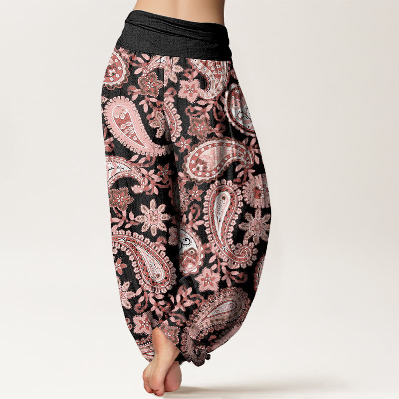 Nimara Ritual Cotton Casual Paisley Pattern Women's Elastic Waist Harem Pants