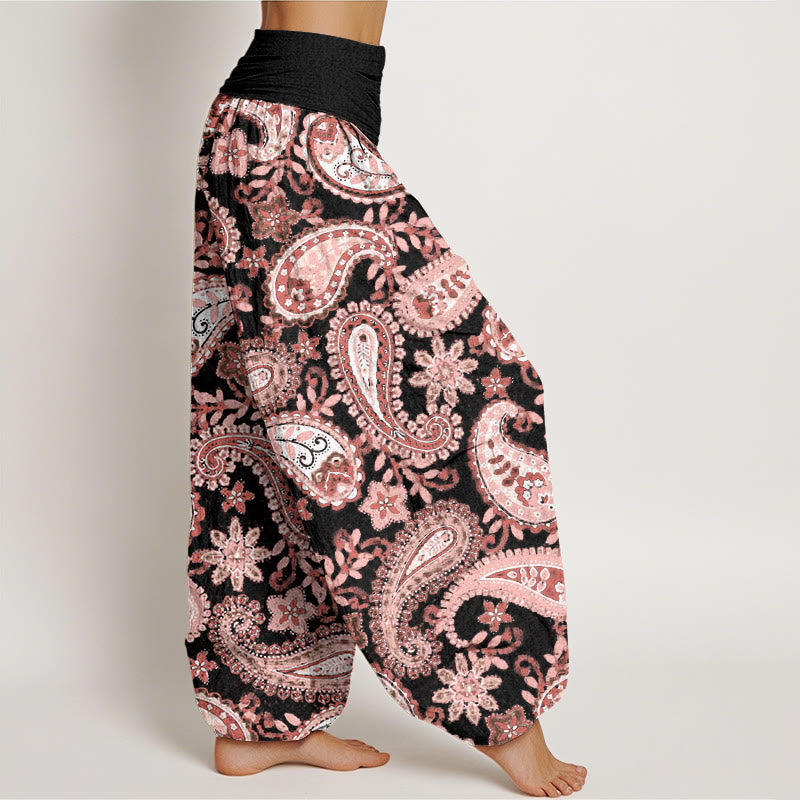 Nimara Ritual Cotton Casual Paisley Pattern Women's Elastic Waist Harem Pants