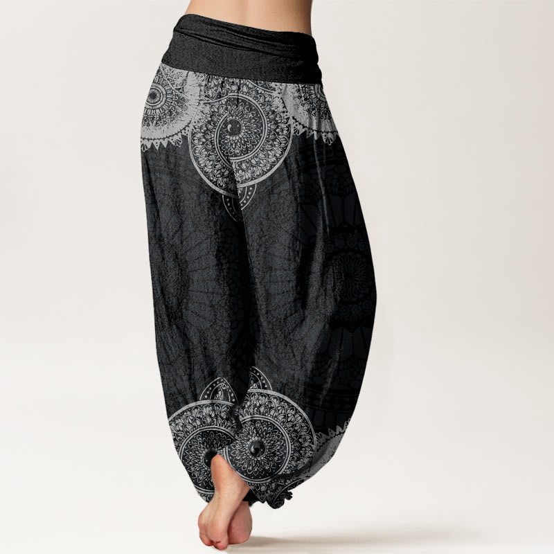 Nimara Ritual Cotton Circular Mandala Design Women's Elastic Waist Harem Pants