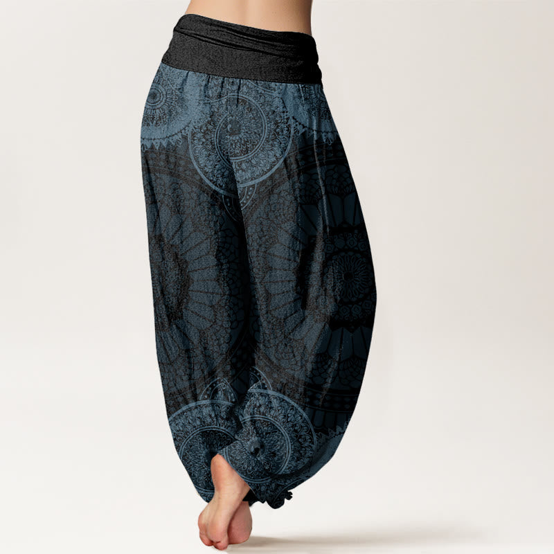Nimara Ritual Cotton Circular Mandala Design Women's Elastic Waist Harem Pants