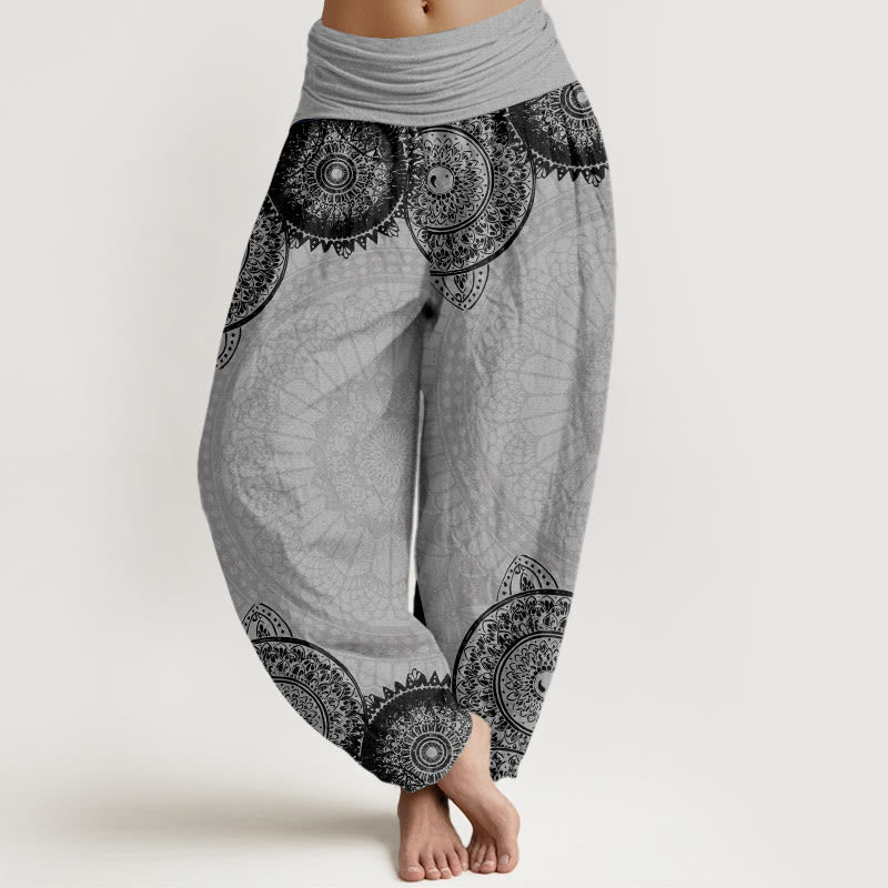 Nimara Ritual Cotton Circular Mandala Design Women's Elastic Waist Harem Pants