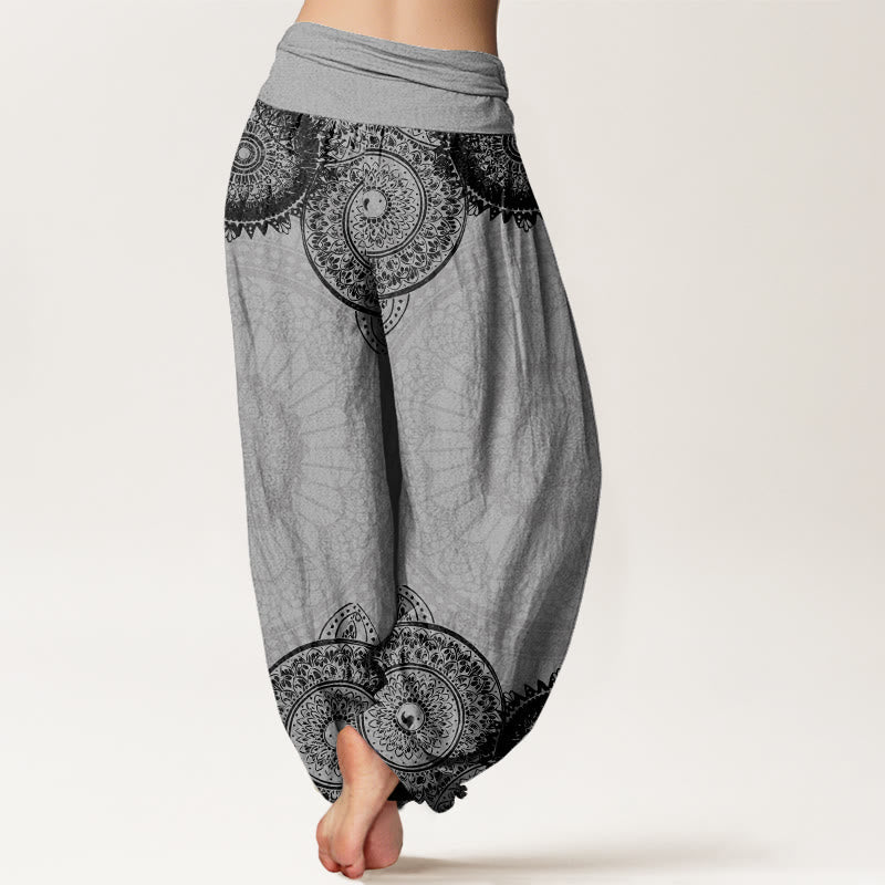 Nimara Ritual Cotton Circular Mandala Design Women's Elastic Waist Harem Pants