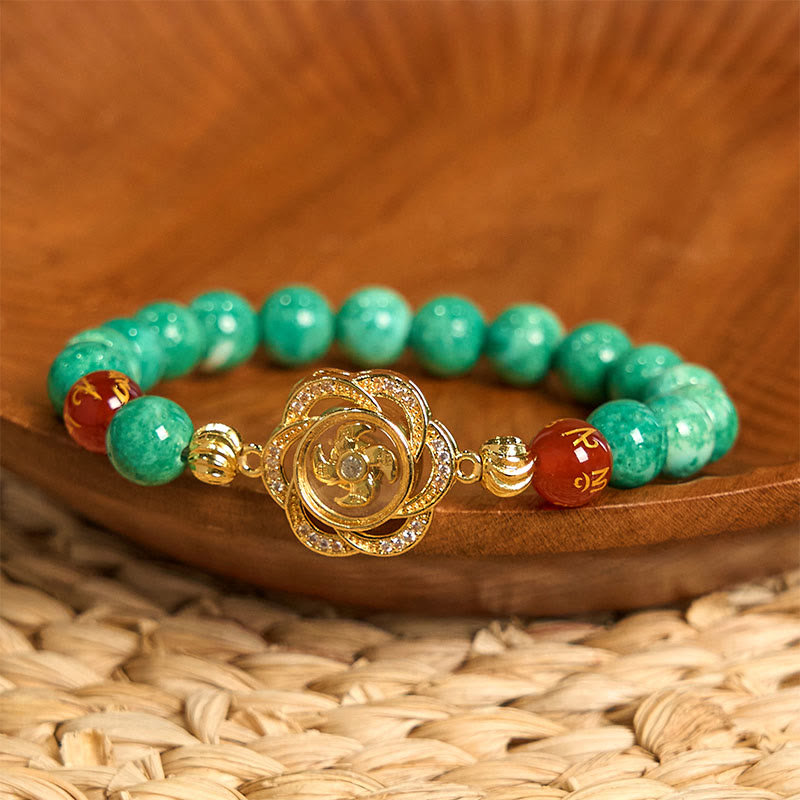 Nimara Ritual Natural Jade Om Mani Padme Hum Cyclone Charm Prosperity Bracelet