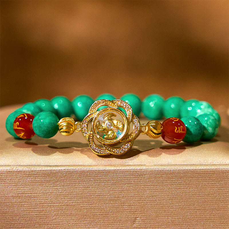 Nimara Ritual Natural Jade Om Mani Padme Hum Cyclone Charm Prosperity Bracelet