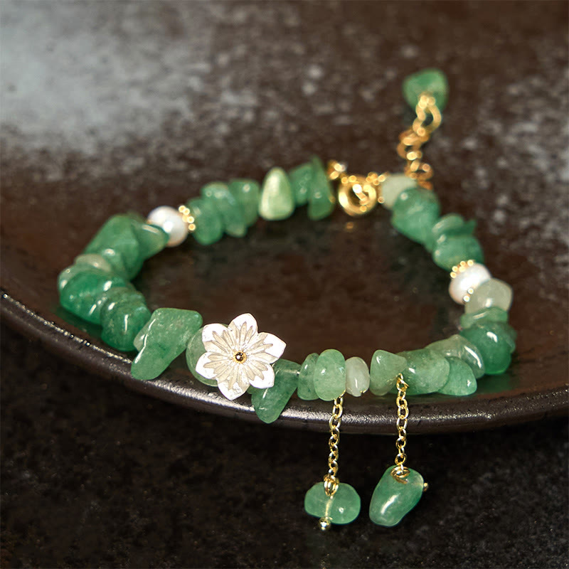 Nimara Ritual Natural Strawberry Quartz Green Strawberry Quartz Super Seven Crystal Flower Healing Bracelet