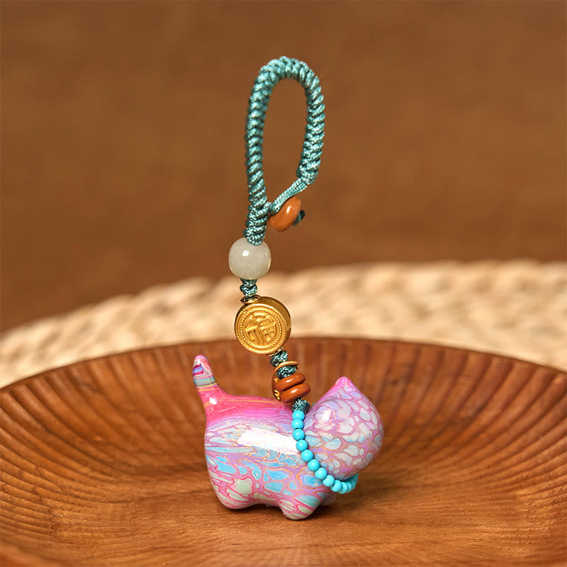 Nimara Ritual Hetian Jade Natural Sandalwood Red Sandalwood Green Sandalwood Fu Character Abundance Key Chain