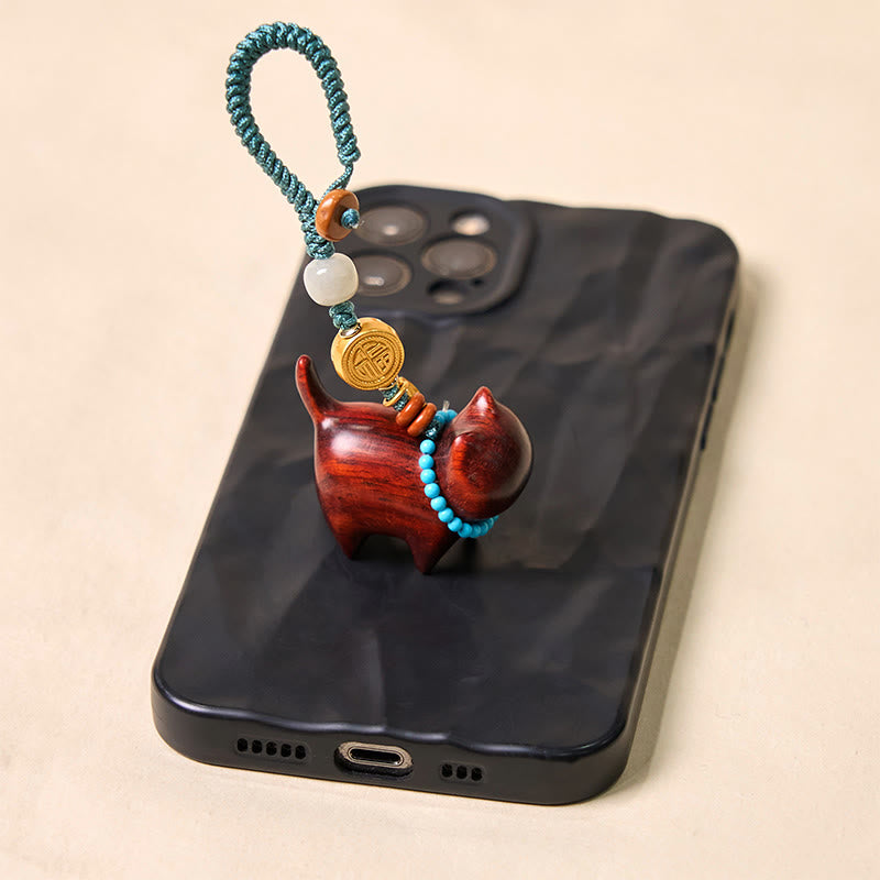 Nimara Ritual Hetian Jade Natural Sandalwood Red Sandalwood Green Sandalwood Fu Character Abundance Key Chain