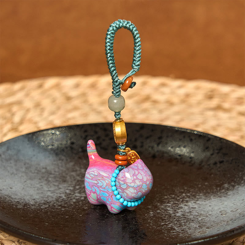 Nimara Ritual Hetian Jade Natural Sandalwood Red Sandalwood Green Sandalwood Fu Character Abundance Key Chain