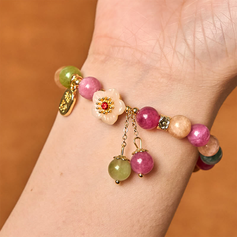 Nimara Ritual Natural Tourmaline Fu Character Flower Lucky Brand Bracelet