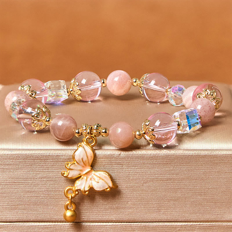 Nimara Ritual Natural Amethyst Sun Stone Butterfly Peace Bracelet