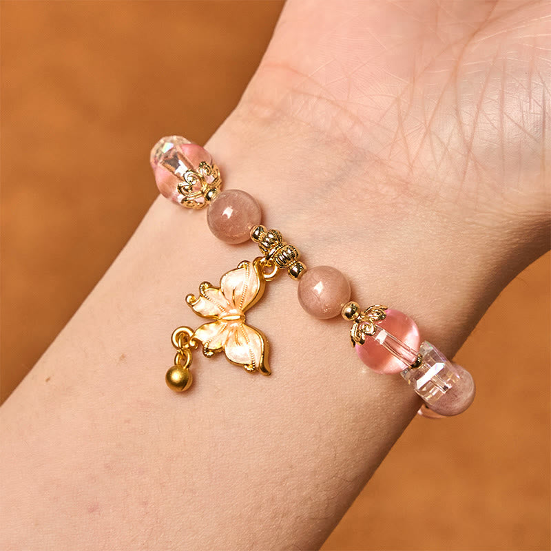 Nimara Ritual Natural Amethyst Sun Stone Butterfly Peace Bracelet