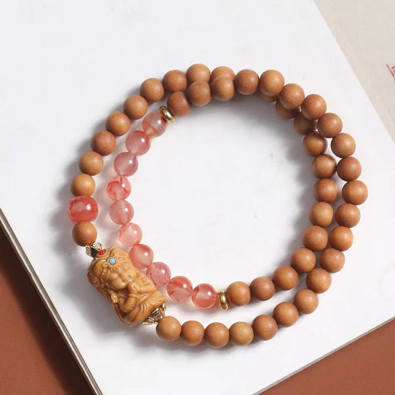 Nimara Ritual Tibetan Zakiram Goddess Of Wealth South Red Agate Sandalwood Fortune Bracelet