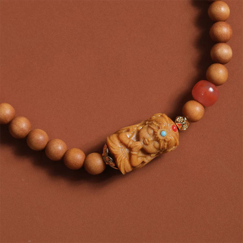 Nimara Ritual Tibetan Zakiram Goddess Of Wealth South Red Agate Sandalwood Fortune Bracelet