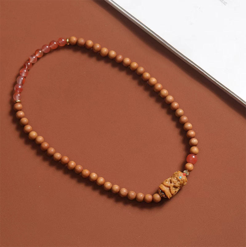Nimara Ritual Tibetan Zakiram Goddess Of Wealth South Red Agate Sandalwood Fortune Bracelet