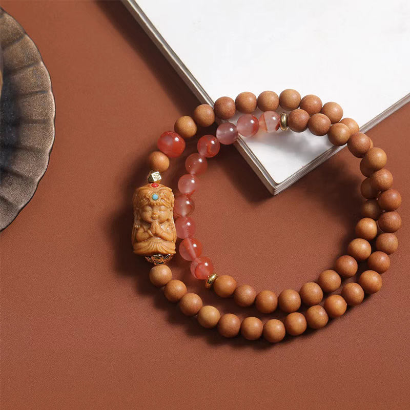 Nimara Ritual Tibetan Zakiram Goddess Of Wealth South Red Agate Sandalwood Fortune Bracelet