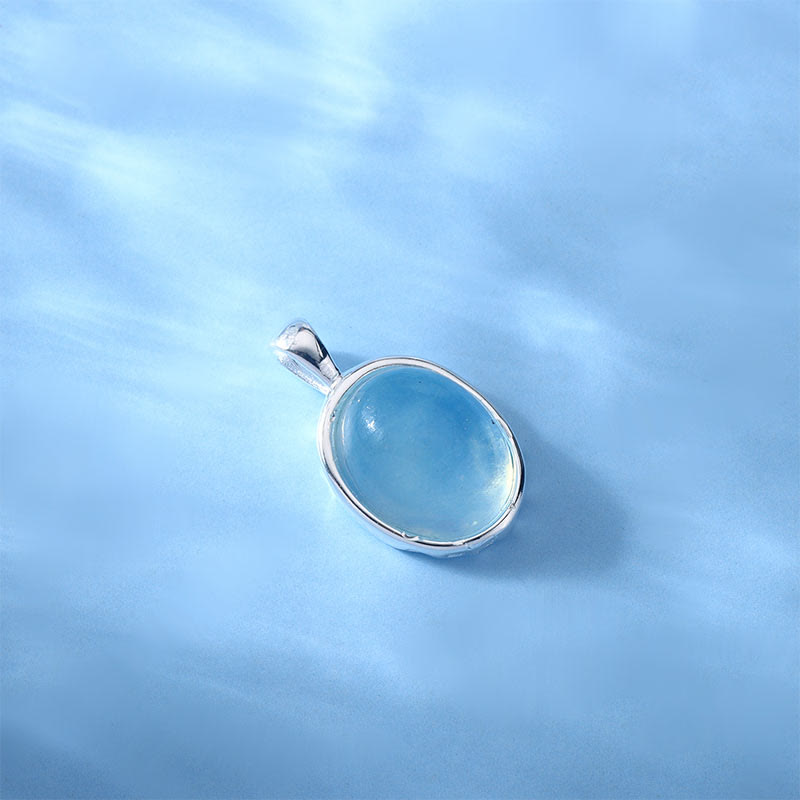 Nimara Ritual 925 Sterling Silver Aquamarine Healing Clavicle Chain Necklace Pendant