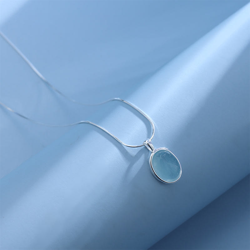 Nimara Ritual 925 Sterling Silver Aquamarine Healing Clavicle Chain Necklace Pendant