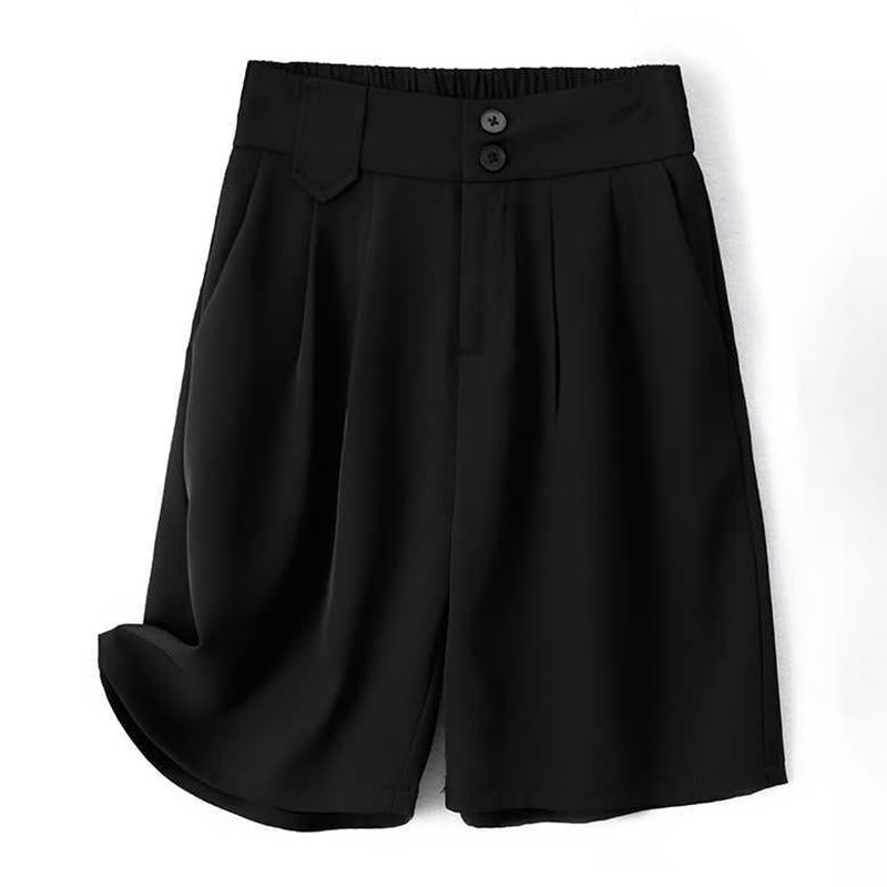 Nimara Ritual Summer Casual Zipper Button Loose Plain Cotton Linen Women's Shorts With Pockets