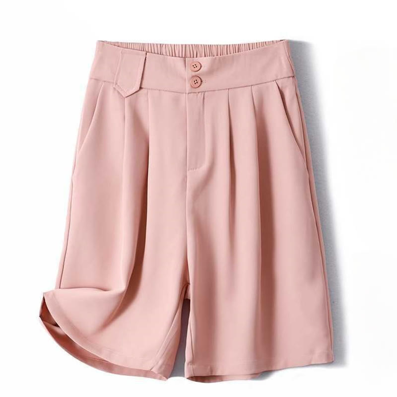 Nimara Ritual Summer Casual Zipper Button Loose Plain Cotton Linen Women's Shorts With Pockets
