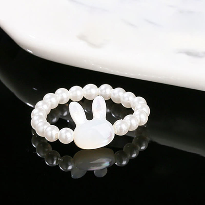 Nimara Ritual 3mm Tridacna Stone Bead Rabbit Blessing Elastic Ring