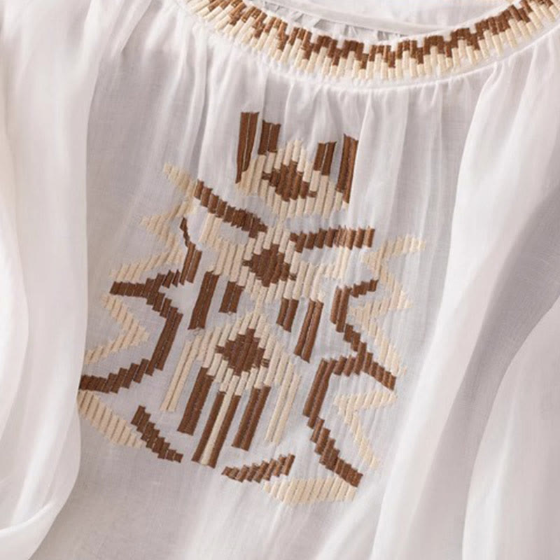 Nimara Ritual Casual Symmetrical Embroidery Women's Crew Neck Design Half Sleeve Spandex T-shirt