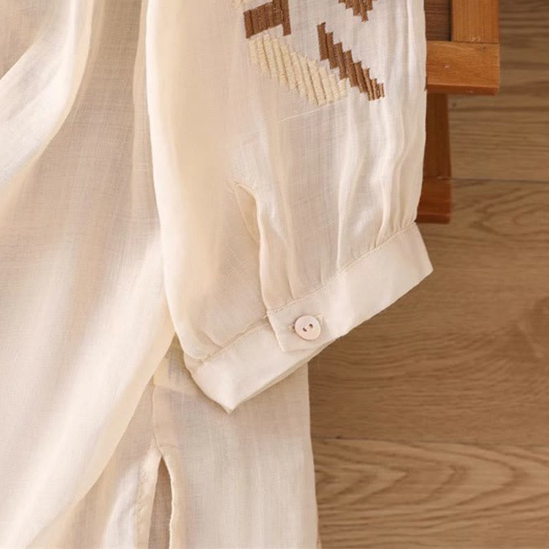 Nimara Ritual Casual Symmetrical Embroidery Women's Crew Neck Design Half Sleeve Spandex T-shirt